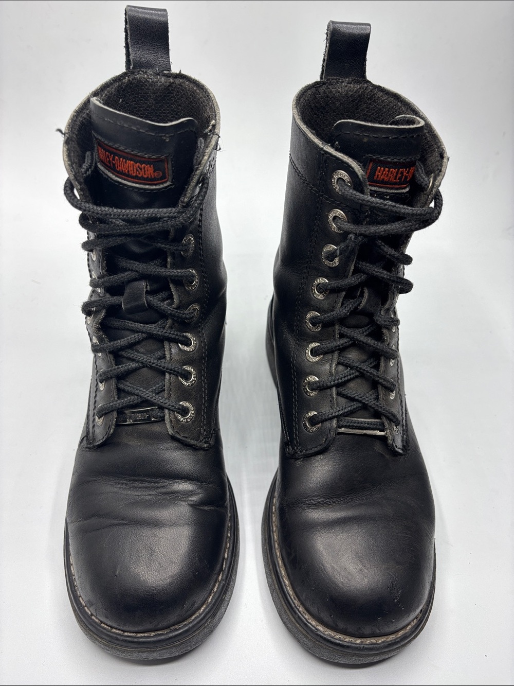 Harley Davidson Women’s Black Leather Lace Up Motorcycle Boots Size 7.5